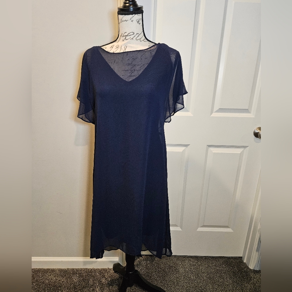 Adrianna Papell Navy High Low Dress
